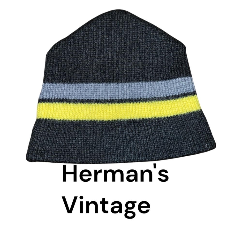Vintage Herman's Wool Beanie, Winter Hat, Black, OS, EUC
